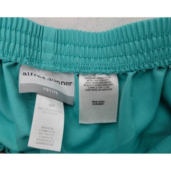 Alfred Dunner Women's Capri Pants Size 16P Green Elastic Waist Pull-On FLAWS - Picture 13 of 15